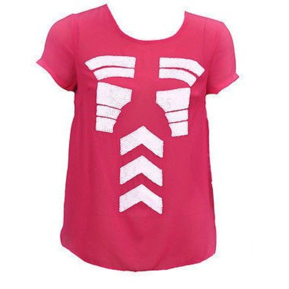 NWT Nordstrom nameless Pink Sheer Sequin Blouse